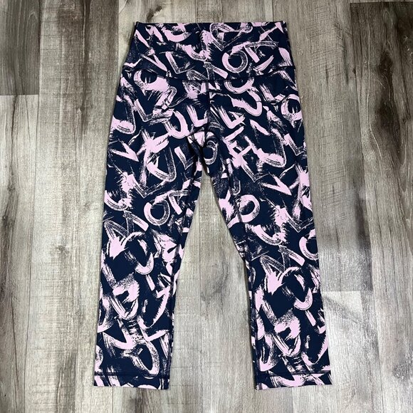Lululemon Athletic Wunder Under HR Crop Yoga Pants Graffiti Women’s Size 8 - Picture 1 of 12